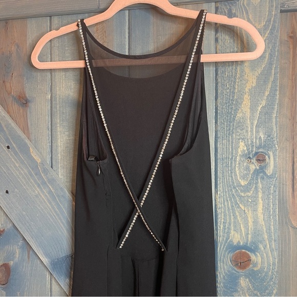 90s Vintage Black Sheath Halter Maxi Dress Size 14 - Picture 5 of 10